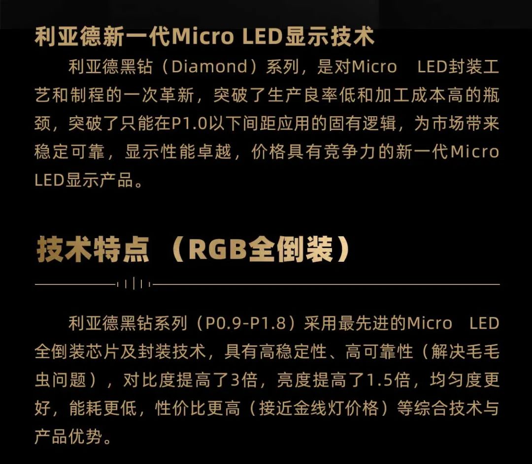 米兰官方网面向全球发布第二代Micro LED显示技术——米兰官方网黑钻（Diamond）系列